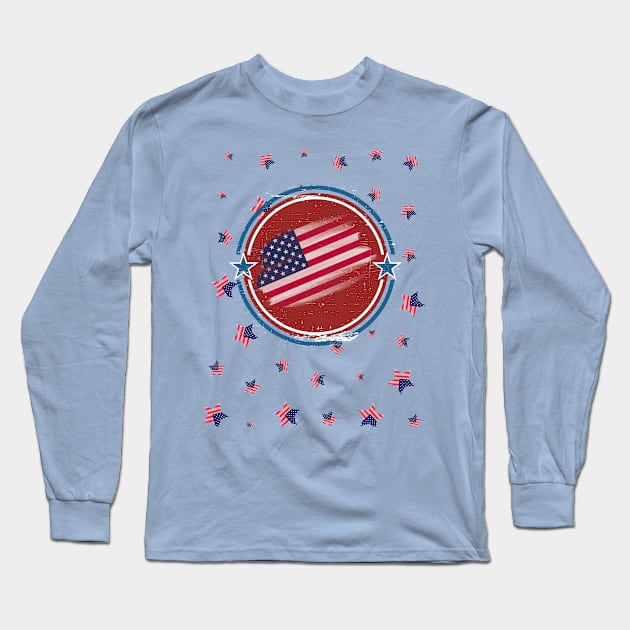 Stars and Stripes All Over - Vintage American Flag Long Sleeve T-Shirt by EvolvedandLovingIt